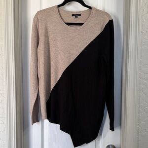 NWOT Premise Black/Tan Asymmetrical Sweater Size M